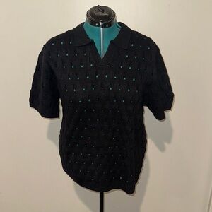 Fashion Nova Black Textured Polo Shirt